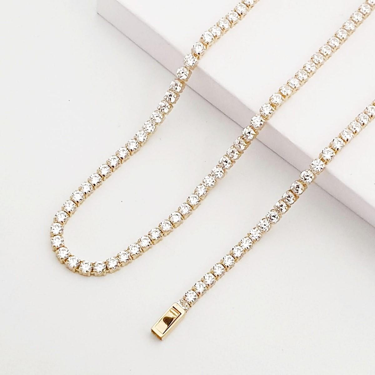 Sarı Altın 3mm Su Yolu Kolye ZN05144 - Altın Plaza