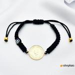 Nazar Boncuklu Ayarlanabilir İpli Altın Bileklik
